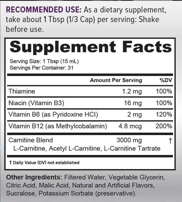 Cutler Nutrition Liquid Carnitine 3000, Stim Free Fat Burner|Fat Burner|Bodyandfitness.com