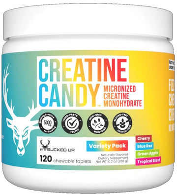 Bucked Up Creatine Candy Cherry 120 Chewables|Creatine|Bodyandfitness.com