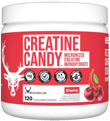 Bucked Up Creatine Candy Cherry 120 Chewables|Creatine|Bodyandfitness.com