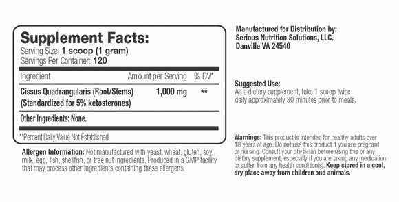 Serious Nutrition Solutions SNS Cissus XT 120 Servings