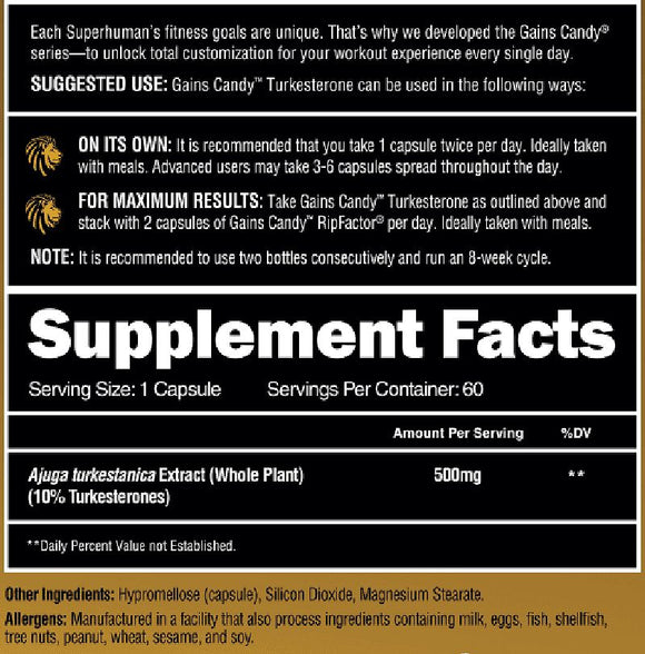 Alpha Lion Gains Candy Turkesterone Muscle Growth 60 Capsules|Muscle Builder|Bodyandfitness.com
