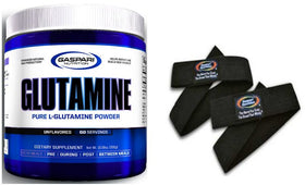 Gaspari Nutrition Glutamine 300gms with Free Lifting Straps