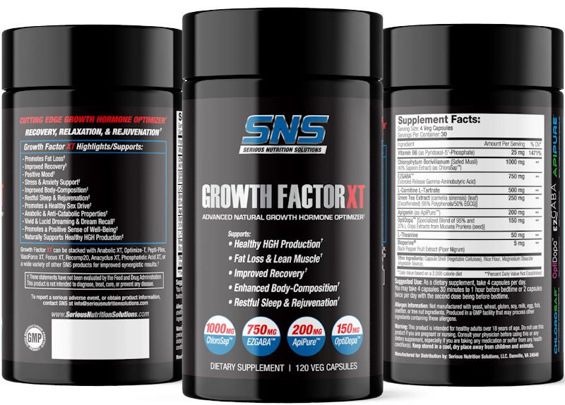 Serious Nutrition Solutions Growth Factor XT 120 Capsules bottle