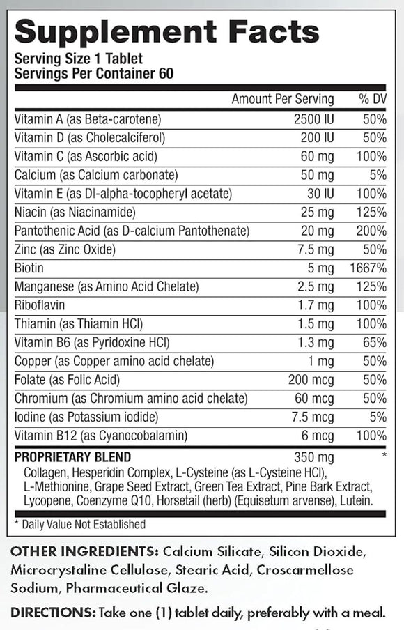 Top Secret Nutrition, Health, Hair Skin + Nails, 60 Tablets