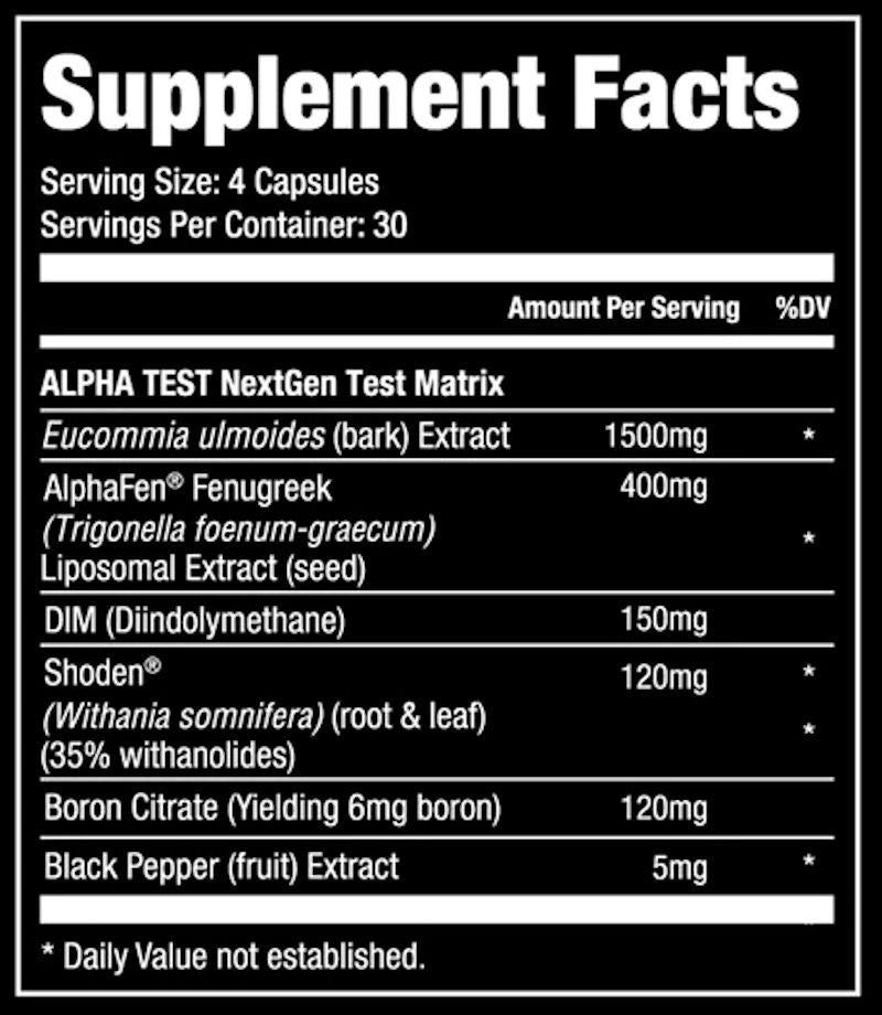 Alpha Prime Supplements Legacy Test 120 Capsules facts