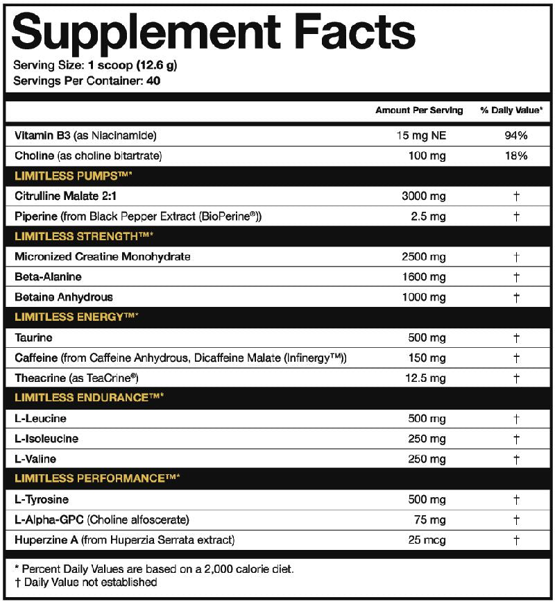 Magnum Nutraceuticals Limitless Pre-Workout bcaa facts
