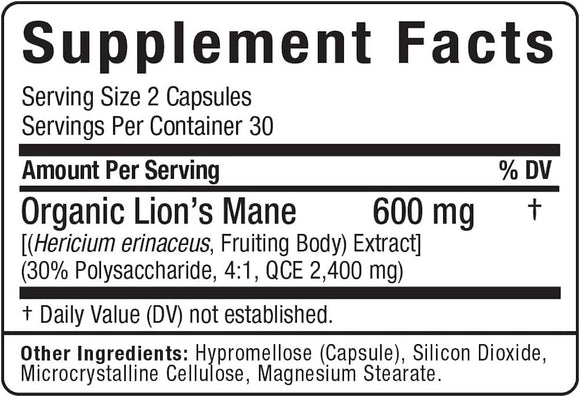 ALLMAX Lion’s Mane - 60 Veggie Capsules - Advanced Nootropic