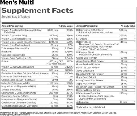 Rule One Men's Train Daily Multi 90 Tabs|Multi Vitamin|Bodyandfitness.com