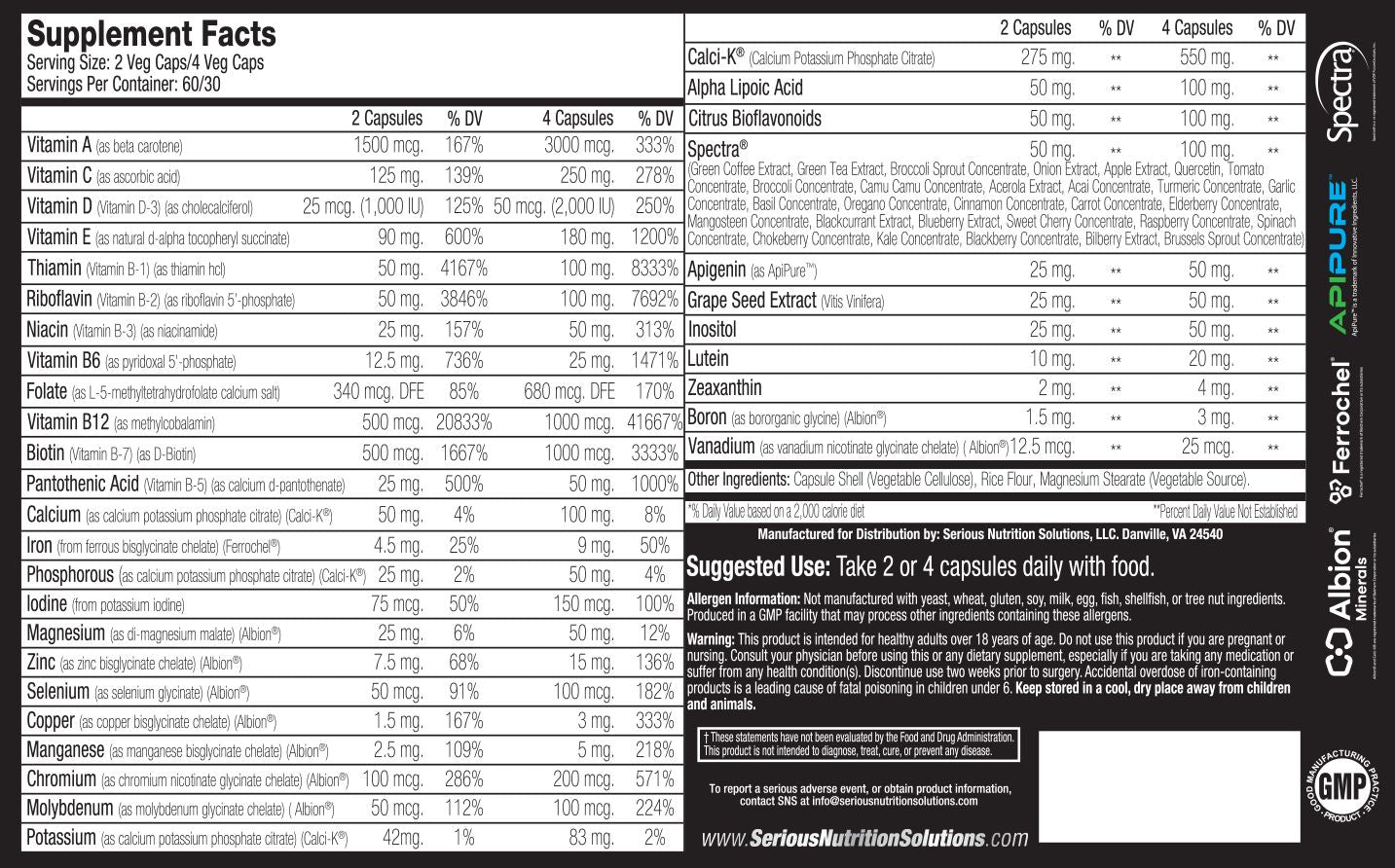 SNS Serious Nutrition Solutions Multi XT 120 Veg Capsules| Bodyandfitness.com