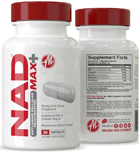 Metabolic Nutrition NAD Max+|Anti-Aging|Bodyandfitness.com