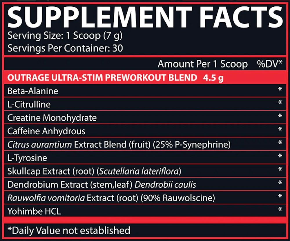 Nutrex OUTRAGE | Ultra Stim Pre-Workout fact