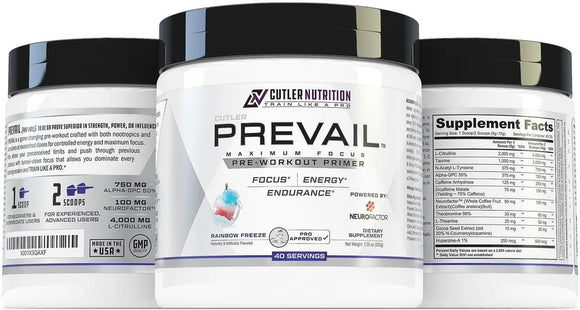Cutler Prevail, Pre Workout, Nootropics Lazer Focus, Energy Stim|Pre Workout|Bodyandfitness.com