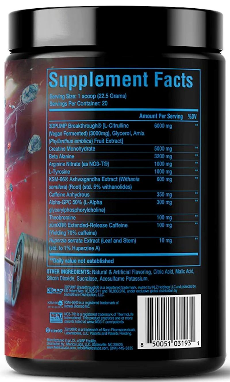 Merica Labz Red, White & Boom 20 servings facts