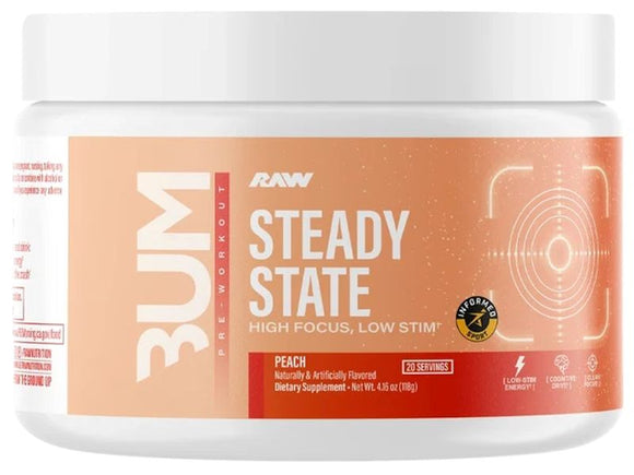 Raw Nutrition Steady State Pre Workout - High Focus, Low Stim|Pre Workout|Bodyandfitness.com