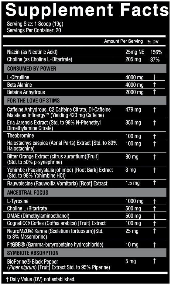 NutriFitt Symbiote Extreme Pre-Workout fac