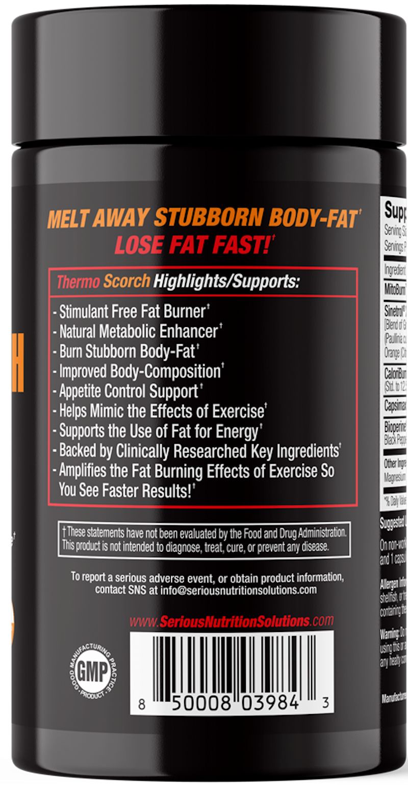 Serious Nutrition Solutions SNS Thermo Scorch Non-Stim Fat Burner|Fat Burner|Bodyandfitness.com