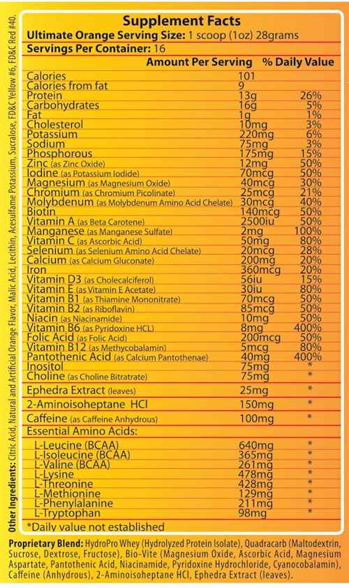 Hi-Tech Pharmaceuticals Ultimate Orange Pre-workout fact