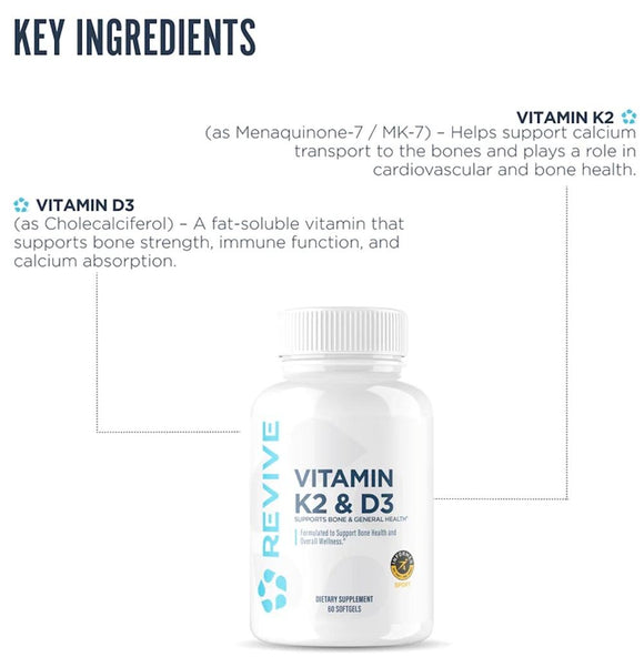 Revive Vitamin K2 & D3 - 60 Softfgel|Bone Health|Bodyandfitness.com