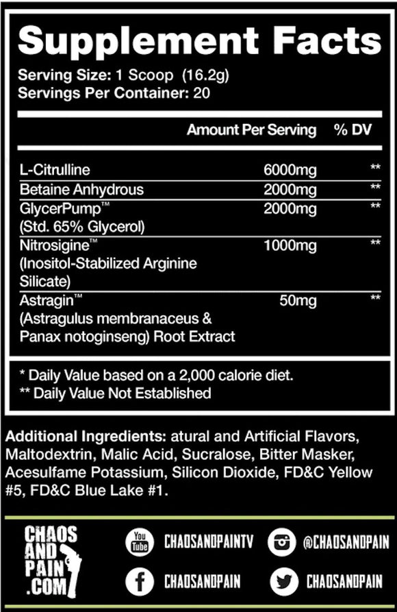 Chaos and Pain Cannibal Permaswole Stim-Free Pump|Pre-Workout|Bodyandfitness.com