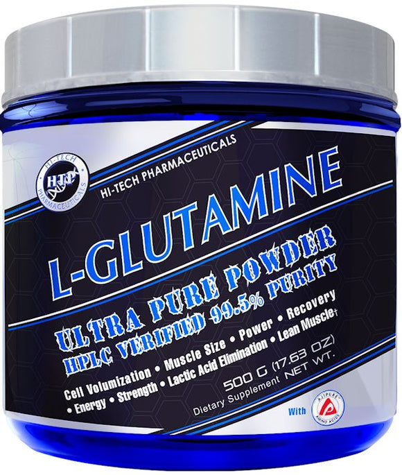 Hi-Tech Pharmaceuticals L-Glutamine 500gm 100 servings|Glutamine|Bodyandfitness.com