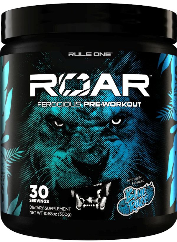 Roar Pre-Workout Rule One Protein blue razz