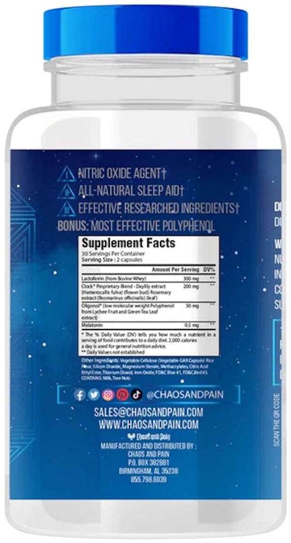 Chaos and Pain Sedation Sleep Aid back fact