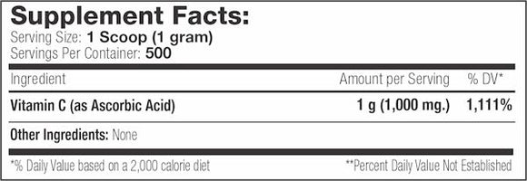 Serious Nutrition Solutions Vitamin C Powder 500 Servings|Multi Vitamin|Bodyandfitness.com