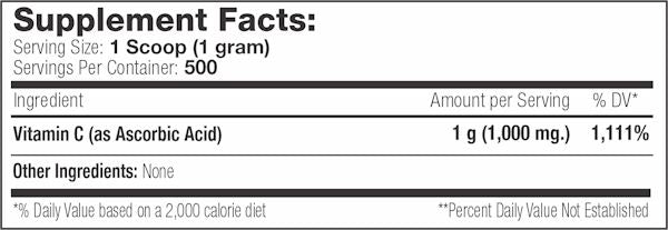 SNS Vitamin C Powder immune health facts