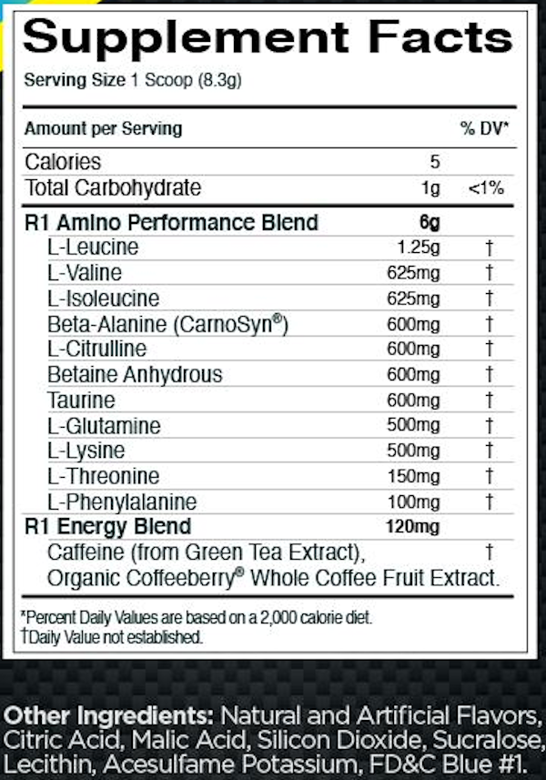 RuleOne Protein Pre Amino Energy label