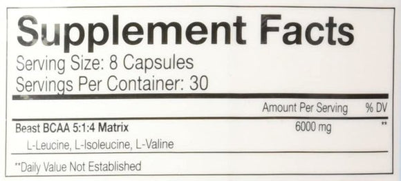 Beast Sports Nutrition, BCAA 5:1:4, 240 Caps|BCAA|Bodyandfitness.com