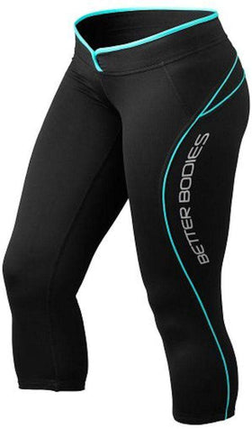 Better Bodies Shaped 3/4 Tights Black/Aqua|Women's Clothing|Bodyandfitness.com