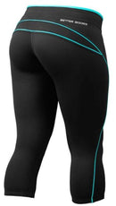 Better Bodies Shaped 3/4 Tights Black/Aqua|Women's Clothing|Bodyandfitness.com