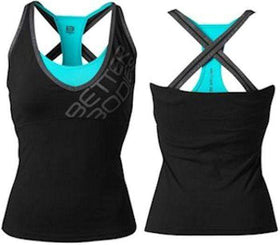 Better Bodies Support 2-Layer Top Black/Aqua|Women's Clothing|Bodyandfitness.com
