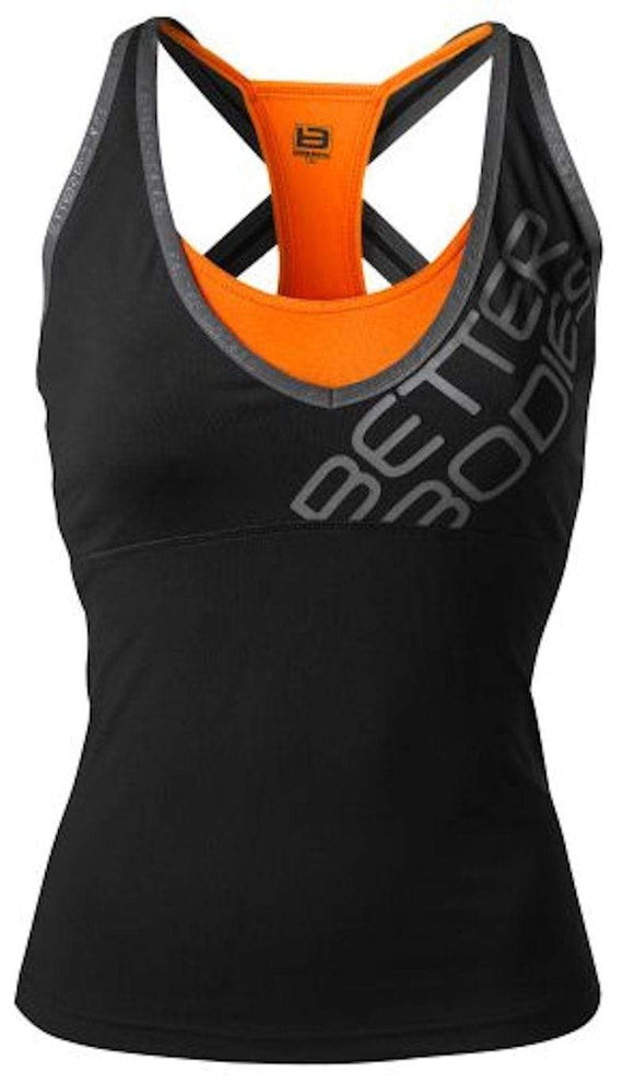 Better Bodies Support 2-Layer Top Black/Orange|Women' Clothing|Bodyandfitness.com