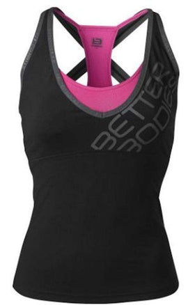 Better Bodies Support 2-Layer Top Black/Pink|Women' Clothing|Bodyandfitness.com
