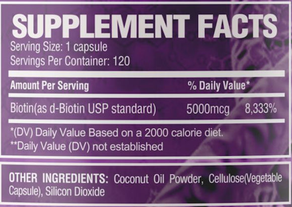 Genone Labs Ultra Premium Biotin with Coconut OIL 120 caps||Bodyandfitness.com