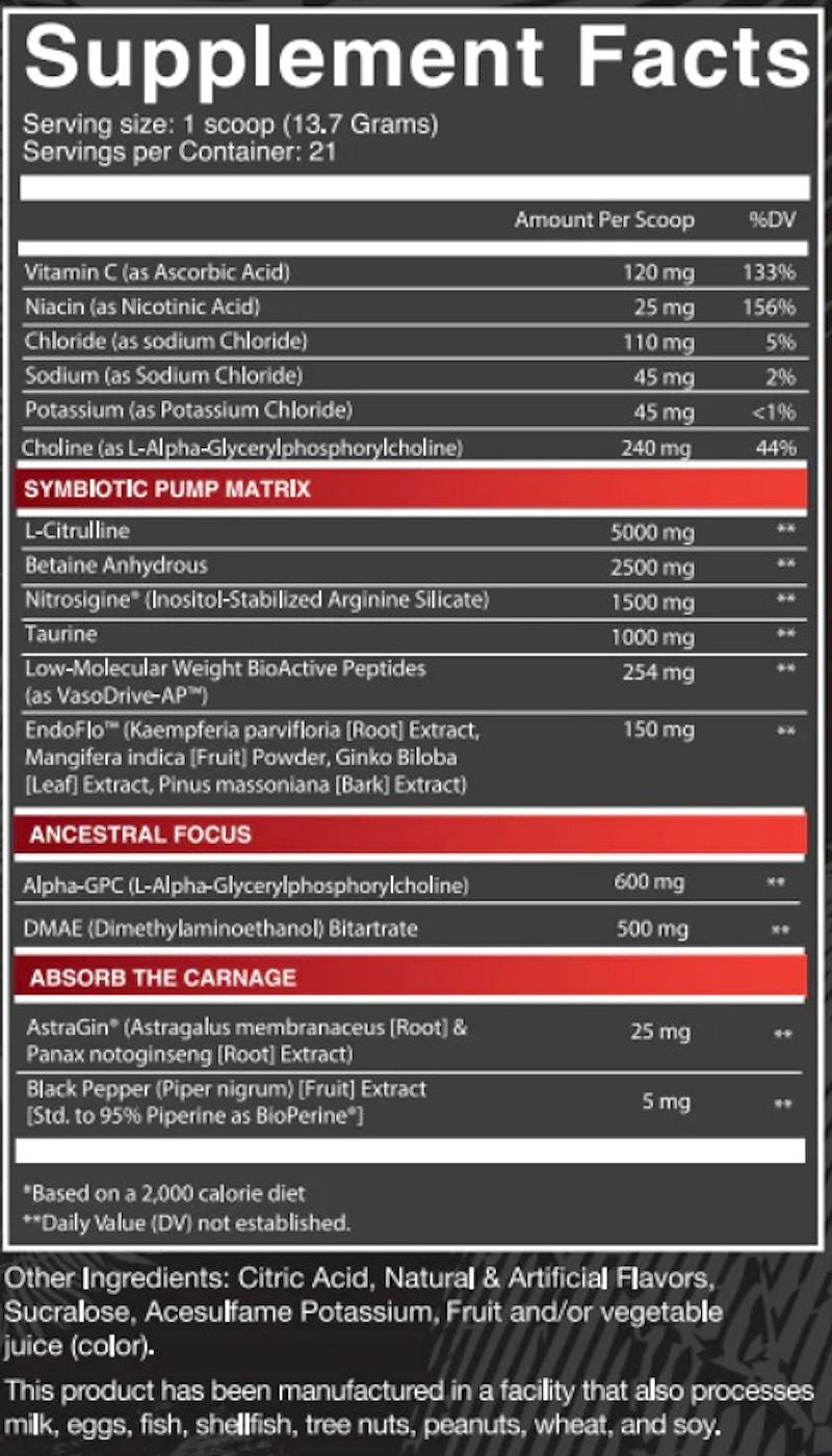 NutriFitt Carnage Pump Stim-Free Pre-Workout fact