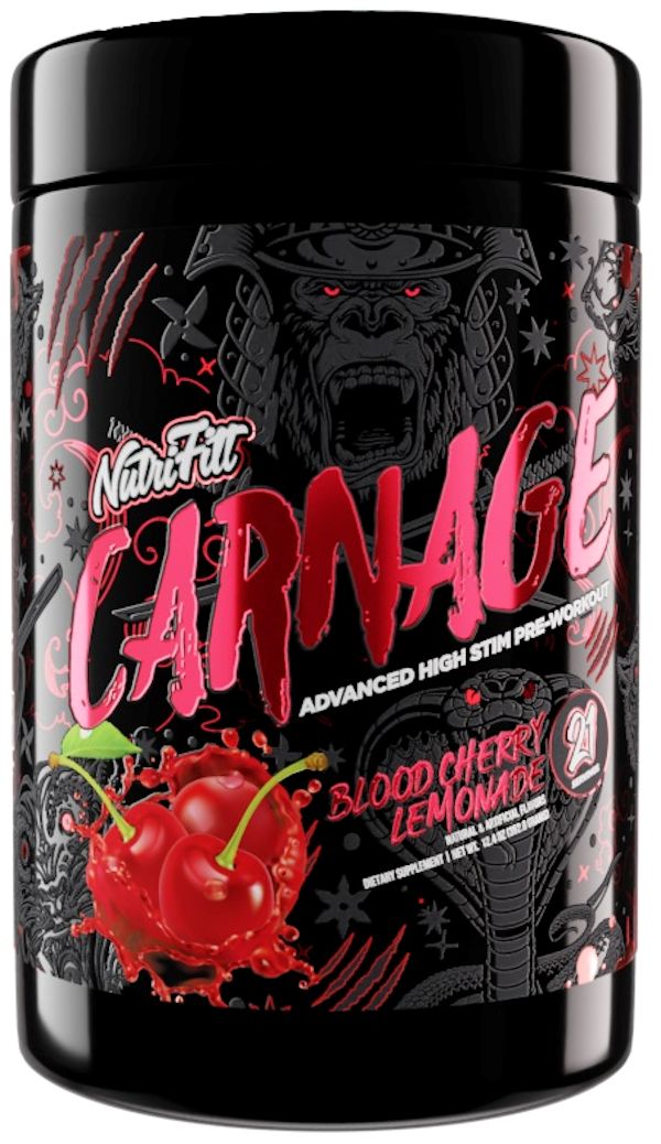 NutriFitt Carnage Advanced High Stim Pre-Workout cherry