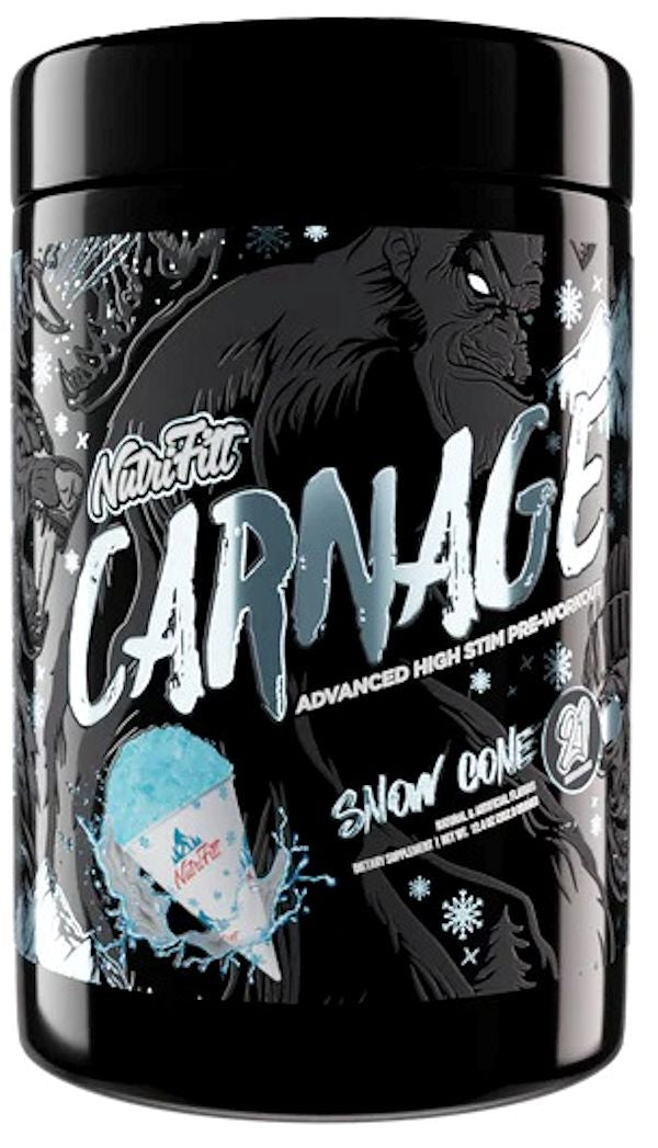 NutriFitt Carnage Advanced High Stim Pre-Workout snow cone