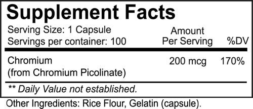 Nutrakey Chromium Picolinate 100 Capsules|Sugar Control|Bodyandfitness.com