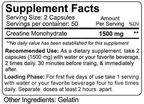 NutraKey Creatine Monohydrate 100 capsules fact