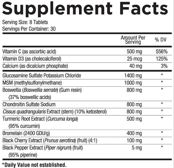 Core Nutritionals FLEX Joint Formula 240 tabs fact