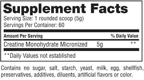 Gaspari Nutrition Creatine 60 servings Pure Creatine Monohydrate fact