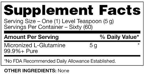 Gaspari Nutrition Glutamine 300gms 60 servings fact