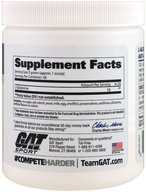 GAT Sport L-Glutamine 60 servings facts
