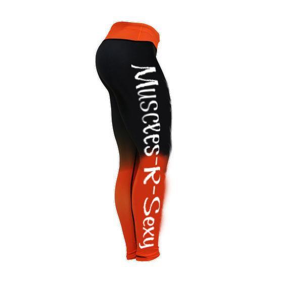 GenXlabs Active Print Legging Muscles-R-Sexy orange