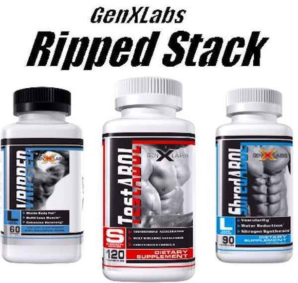 GenXLabs Ripped Stack V-Ripped, ShredABOL,Test-ABOL|Test Booster|Bodyandfitness.com