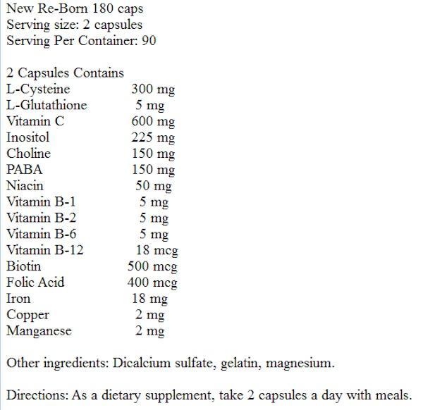 New Re-Born Hair Vitamins Health & Beauty 180 caps BLOWOUT