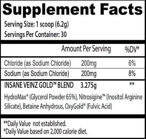 Insane Labz Insane Veinz GOLD 30 servings|Hydromax|Bodyandfitness.com