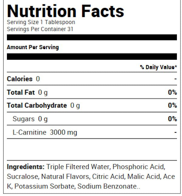 Ryse Supplements Liquid L-Carnitine 3000 31 servings| Bodyandfitness.com